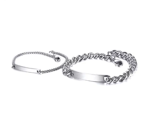 Personalisierte Partnerarmbänder mit Wunschgravur - Silber